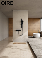 Nouvel Arrivage Ensemble de Douche Thermostatique Noir Oire pour Salle de Bain avec Barre Coulissante et Fonction Pluie