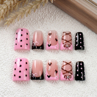 Uñas Postizas Acrílicas Francesas 3D Curvadas Hechas a Mano para Fiestas y Eventos, Cobertura Completa PMMA, Reutilizables y Desmontables, 10 Piezas