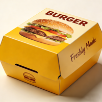 Boîtes à hamburgers en papier personnalisées, emballages pour frites, restauration rapide, vente en gros
