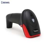 Lecteur de codes-barres portable sans fil 2,4 G à laser 1D longue portée avec 2 interfaces, en stock