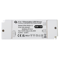 Fabricante profesional CE UKCA Pwm Salida 5 en 1 0-1/10V Voltaje constante 30W Regulable 12V Controlador LED