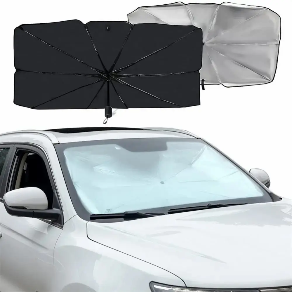 자동차 양산 앞 유리 개폐식 접이식 UV 보호 양산 우산형 태양 보호 단열 자동차 양산