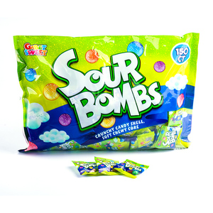 バッグOEM キャンディ サンライト サワーボムズ 大量保管 クールパッキング 警告 カラードロップ カット機能付き容器 サワーチューイングキャンディ - Product Image 2