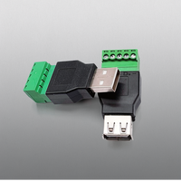 USB 2.0 Lötfreier Stecker-Buchse-Adapter mit 5-Pin-Schraubklemmenanschluss, Abgeschirmter USB-Buchsenadapter mit Schraubanschluss