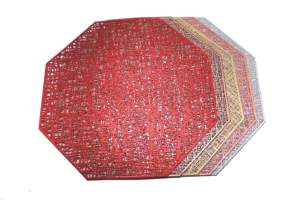 Tapis de table tissé écologique en PVC Design floral 38cm forme irrégulière Style contemporain certifié REACH Tapis de cuisine pour la maison - Product Image 5