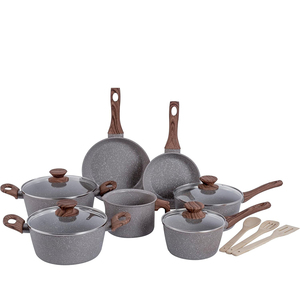 High Quality 9-Piece Aluminum Alloy Non-Stick Cooking <b>Pots</b> Glass Lids Soft Touch Handles Forged Ceramic <b>Induction</b> Cookware Set - Product Image 1