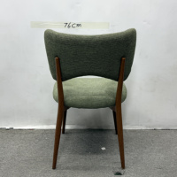 Chaise de salle à manger en tissu vert, style mi-siècle, sans accoudoirs, avec pieds en métal robustes, chaise d'appoint décorative pour espace repas