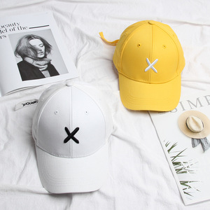 X Embroidery <b>Baseball</b> <b>Cap</b> Unisex 100 Cotton Outdoor Sun Protection Hat Yellow <b>Black</b> White - Product Image 2