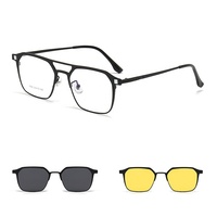 Lunettes de soleil à la mode 3 en 1 montures de lunettes magnétiques lunettes de vision nocturne interchangeables lunettes de soleil à pince polarisées en métal
