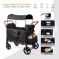 2026 Poussette-chariot double de luxe pour jumeaux, style européen, pour extérieur, avec auvent, multifonctionnelle, pliable, 4 roues, en acier inoxydable
