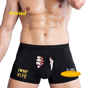 Calzoncillos bóxer de algodón transpirable de cintura media con estampado digital, diseño divertido y personalizado con letras, para adultos, ideales para el verano. - Product Image 1