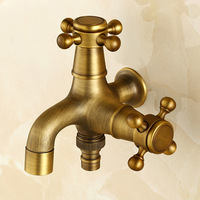Robinet mural en laiton bronze antique pour machine à laver, double fonction, design séparé, pour évier de serpillière, extérieur, balcon, eau froide uniquement