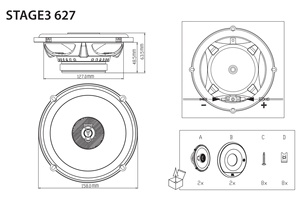 Altavoz Coaxial de Hierro para Auto STAGE3 627 de 6.5 Pulgadas, 4 Ohmios, 45W, Instalación de Audio de Alta Fidelidad - Product Image 6