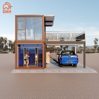 Maison conteneur modulaire préfabriquée démontable à deux étages en panneaux sandwich, personnalisée par l'usine DXH, pour appartement, école, villa