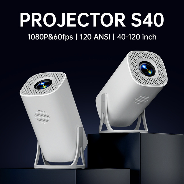 S40 Lcd Portable Mini Pocket Projector Smart Android 14 4k Ready 180 Lumens Home Theater Dual-band Wifi