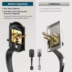 Manija de Puerta Delantera Calzibeno, Negro Mate, Zinc, Estilo Tradicional, Palanca Reversible, Fácil Instalación - Product Image 2