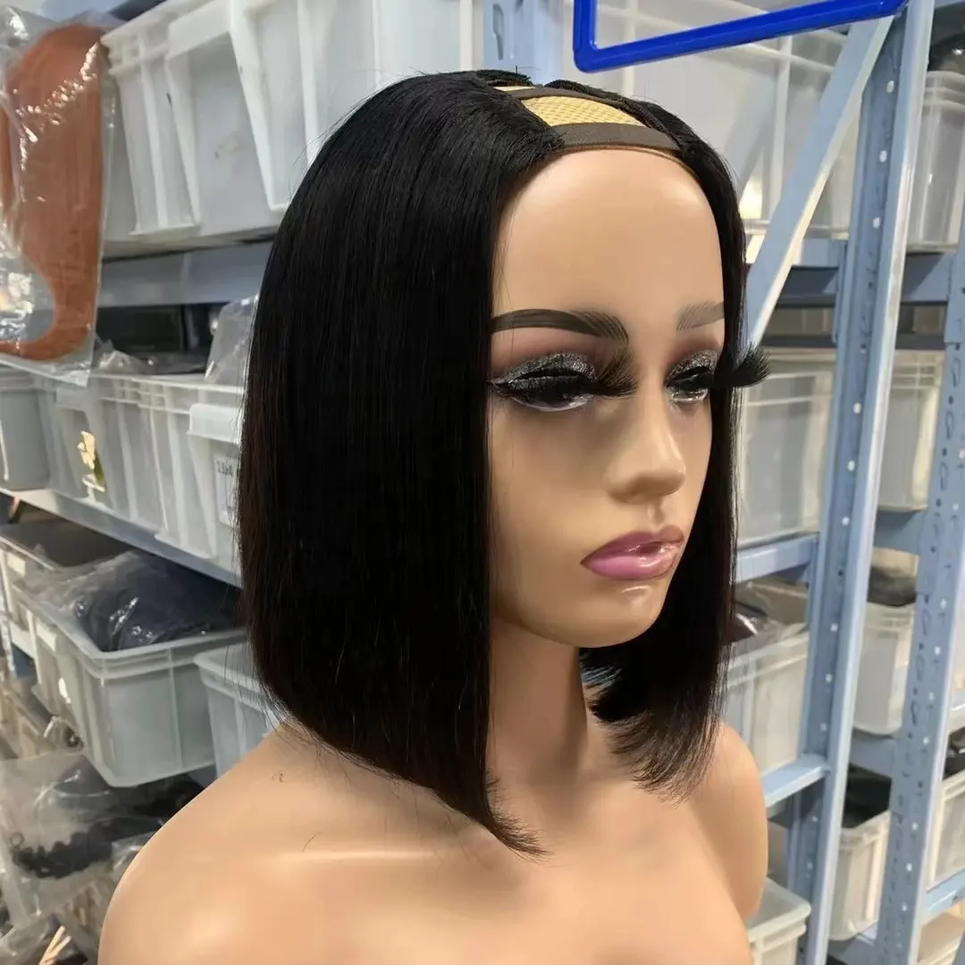 hot selling products 2024 cheap price hair factory brazilian U part 100% human hair bob wig ,short bob wigs for black woman