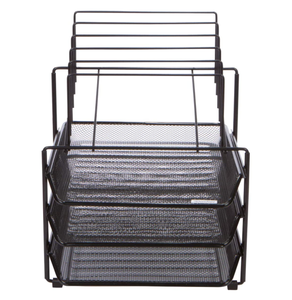 Mesh Desk Organizer and Storage - Office Organizer with 3 Sliding <strong>Letter</strong> <strong>Trays</strong> and 5 Vertical File Holders Document <strong>Trays</strong> Metal - Product Image 2
