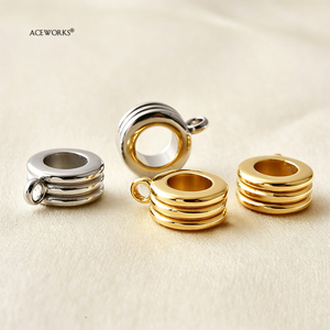 Charm Connector | Stainless Steel 18K PVD Gold Plated Bail Ring For European Charms Large Hole Beads Smooth Tube Slider Findings - Product Image 5