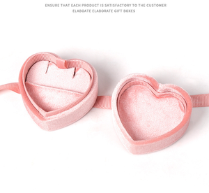 Luxury Velvet Heart Shaped <b>Ring</b> <b>Box</b> with Ribbon Closure for Engagement Proposal Valentine's Day - Product Image 4