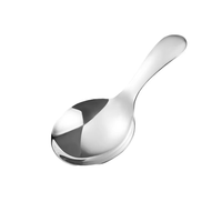Spiegelpolijst roestvrijstalen ronde lepel met kort handvat voor soep, dessert, rijst, thuis, restaurant.