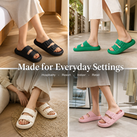 Sandales compensées tendance 2026 pour femme, rose clair, à double bride et boucle, pour l'extérieur et la plage, personnalisables avec logo OEM