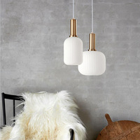 Lustre scandinave en verre vert peinture à tête unique lanterne à rayures décontractées lampes suspendues pour restaurant bar hauteur réglable