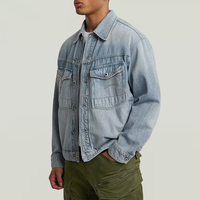 Veste en jean bleu clair de haute qualité sur mesure OEM, veste en jean rétro pour hommes