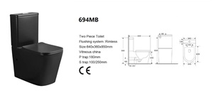 Inodoro cuadrado con cierre acoplado con asiento de cierre suave de urea, WC de doble descarga en blanco y negro mate Calidad europea - Product Image 6