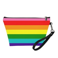 Sac de maquillage en cuir PU personnalisé avec motif gay arc-en-ciel (design original) pour les voyages d'affaires, l'organisation des cosmétiques à domicile