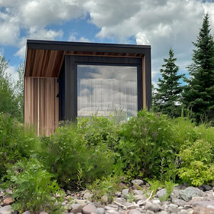 Sauna en bois massif noir pour 2 à 4 personnes, porte entièrement vitrée, bancs à 2 niveaux, relaxation en plein air, spa - Product Image 3