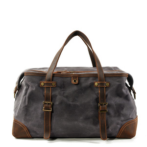 Waterproof Canvas <strong>Leather</strong> Travel Bag Business Trip <strong>Holdall</strong> with Zipper Closure Outdoor Adventure Gift for Men and <strong>Women</strong> - Product Image 1