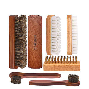 Brosse à chaussures en crin de cheval Premium véritable poils de cheval doux manche en bois pour chaussures <span class=keywords><strong>bottes</strong></span> et soin du cuir outil de nettoyage de voiture - Product Image 4