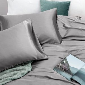 Wholesale High Quality Luxury Textile Solid Color 100% Mulberry Silk Antibacterial <b>Bed</b> Sheet Duvet <b>Cover</b> Twin Queen King Bedding - Product Image 5
