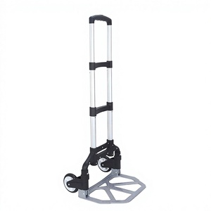 Chariot pliable en alliage d'aluminium argenté avec 2 roues et plateforme pour les courses - Product Image 1