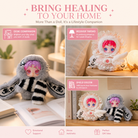 Peluche lapin, figurine en peluche à structure robuste avec délicate broderie de roses, cadeau décoratif de qualité supérieure pour collectionneurs