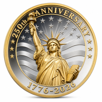 Pièce commémorative personnalisée 3D en relief de la Statue de la Liberté pour l'Anniversaire du Semi-Centenaire des États-Unis 1776-2026, cadeau pour la Fête Nationale