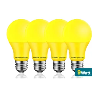 Greeden A19 A60 9W UV-cut chrome yellow insects repellent Porch Light Non-Attracting LED Yellow Bug Light led Bulb