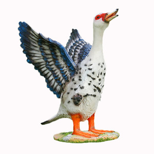 Sculpture de canard artificielle en fibre de verre, style Art déco, autoportante, faite à la main, pour décoration paysagère extérieure de jardin - Product Image 6