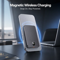 Batterie externe ultra-fine portable 15w 20W sans fil magnétique à charge rapide mince 5000mah Chargeur de batterie externe logo LED 10000 MAH Métal