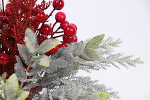Composizione Natalizia Artificiale in Vaso, Eucalipto Ghiacciato <span class=keywords><strong>con</strong></span> Bacche Rosse e Cedro, Decorazione da Tavolo per Interni per le Festività Invernali - Product Image 6