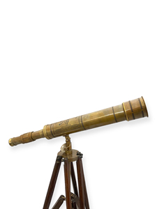 Télescope antique en laiton de 9 pouces avec support en bois, pare-soleil et trépied – Observateur nautique vintage pour la maison - Product Image 3