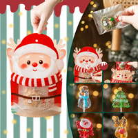 Sac d'emballage personnalisé en gros pour Noël, motif Père Noël découpé, pochette à fermeture éclair avec fenêtre transparente, pour bonbons, biscuits et cadeaux