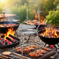 Gril à charbon suspendu de haute qualité trépied réglable en hauteur grilles de barbecue Style moderne fer enduit de poudre/métal