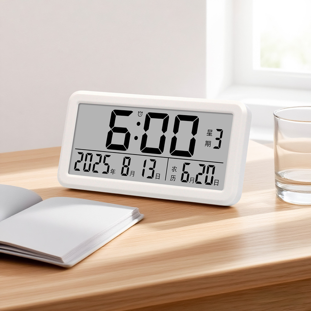 Huayang Kids Student Alarm Clock 733 Large LCD Display Date Week Temperature Humidity Wall or Desk Use with Snooze