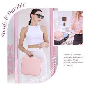 Large Capacity Cosmetic Organizer Bag Travel <b>Makeup</b> Bag with Brush Holder & Zipper Pocket Portable Beauty Storage <b>Case</b> - Product Image 5