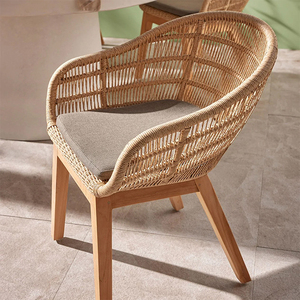 Ensemble de mobilier d'extérieur pour restaurant, <span class=keywords><strong>table</strong></span> de <span class=keywords><strong>jardin</strong></span>, chaise en rotin PE et teck, fabricant - Product Image 6