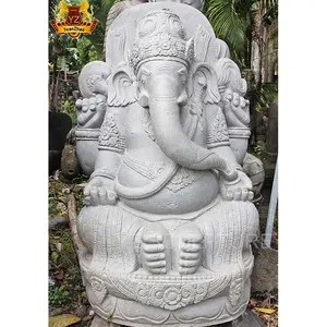 屋外大型宗教彫刻ガネーシュ石像のインドの神白い大理石ガネーシュ像