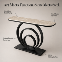 Table Console Semi-Circulaire en Pierre Frittée, Style Italien Simple, Moderne et de Luxe, Meuble d'Appoint ou de Couloir, Style Chinois Nouveau, Fabriquée en Orme