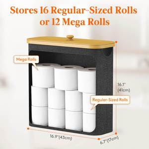 Custom Toilet <b>Paper</b> Storage <b>Holder</b> for 12 to 16 <b>Rolls</b> Free Standing Toilet <b>Paper</b> Basket Stand with Bamboo Lid - Product Image 3